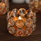 Gold 6 Round 1.5" Crystal Beaded Metal Tea Light Candle Holders Party Events